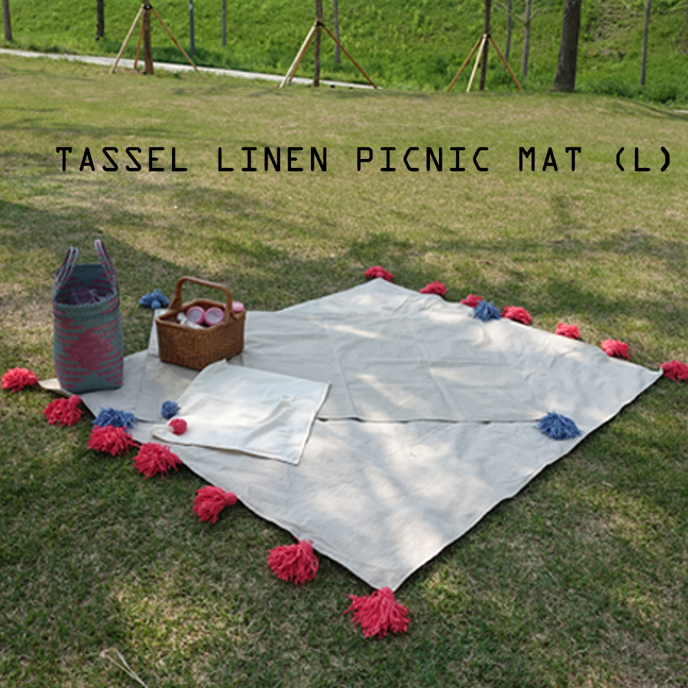 tassel  linen picnic mat (L)